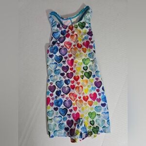 Balera Multicolor Metallic Hearts Rainbow Biketard XSC 4/5 Gymnastics Leotard